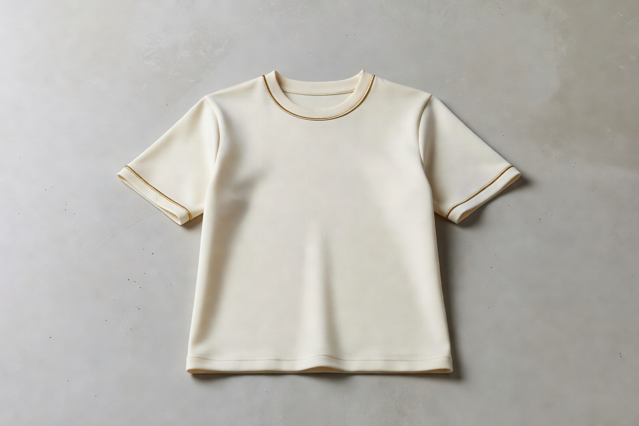 クリームゴールドスレッドTシャツ