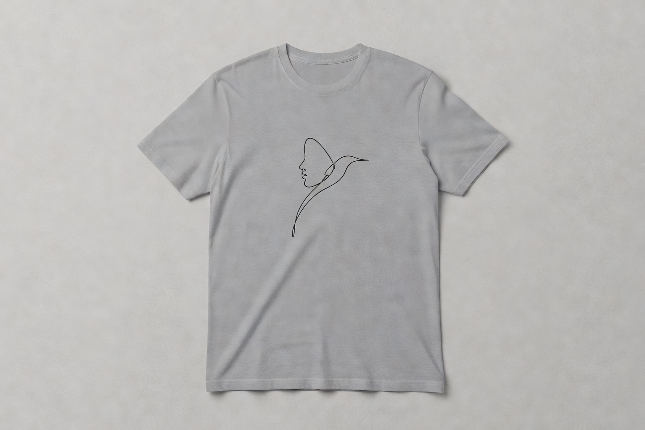 グレーラインアートTシャツ